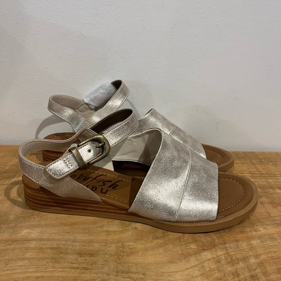 Blowfish NWOT women’s brown and silver metallic ardice sandal cloud shoes sz 8.5 - Picture 1 of 8